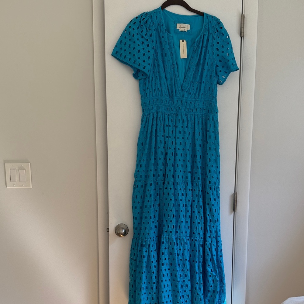 Anthropologie Somerset Turquoise Eyelet Maxi Dress